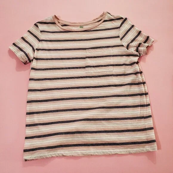 🖤 Dip Pink White Black Stripped T-Shirt 🖤 - Picture 1 of 12